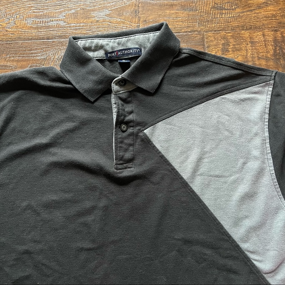 Port Authority Colorblock Polo Shirt Black & Grey XL